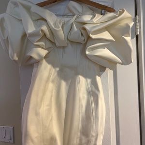 House of CB ivory off the shoulder dress